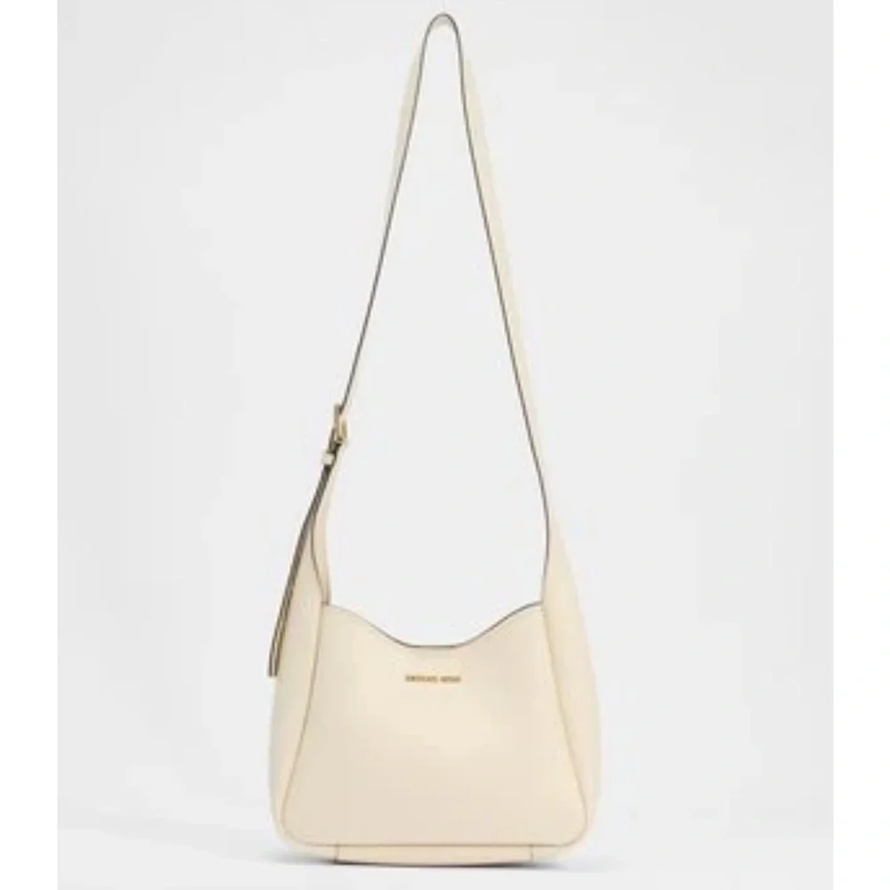 MICHAEL KORS Birch in Lt Cream Medium Pebbled Leather Messenger Bag NWT $328
